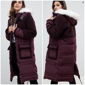 Urbancode London Longline Sherpa Parka Coat